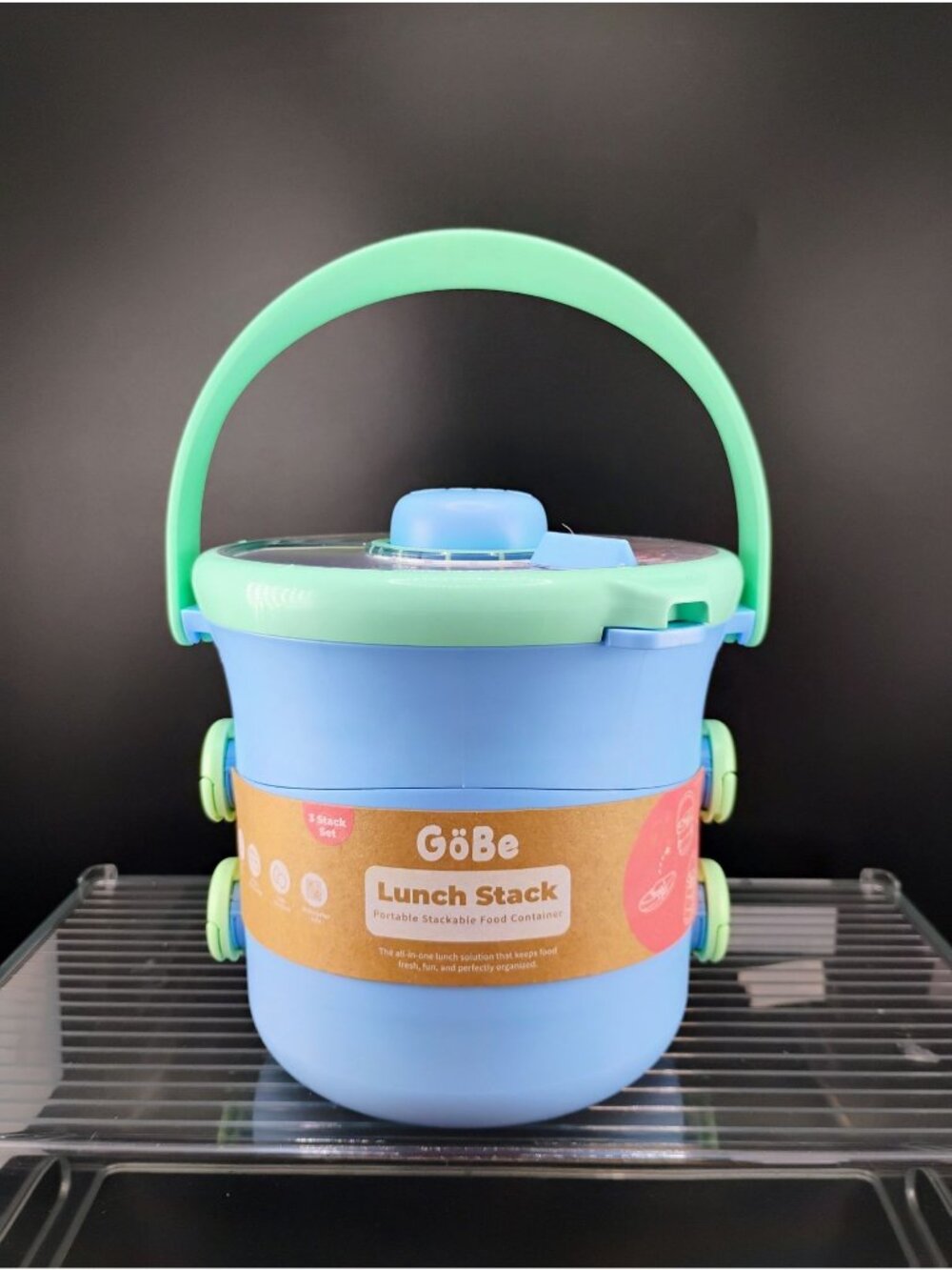 GöBe Lunch Stack 3-Stack Portable Food Container BPA Free Blue